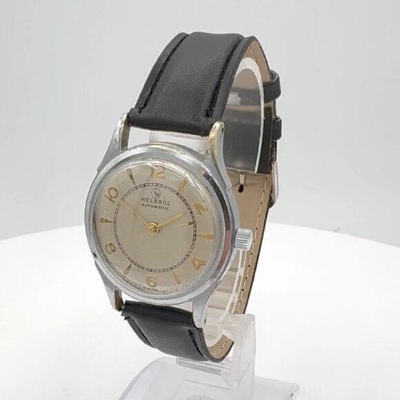 Vintage 32mm Helbros 8601 Men's Bumper Automatic Wristwatch Swiss Steel